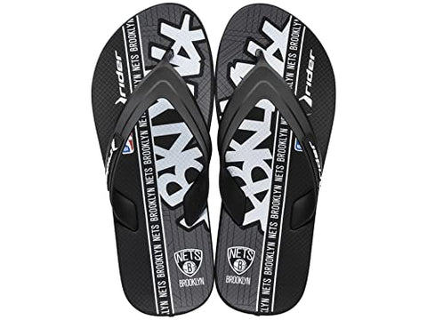 Rider Strike III NBA League, Athletic Flip-Flops for Men, Brooklyn Nets, Black