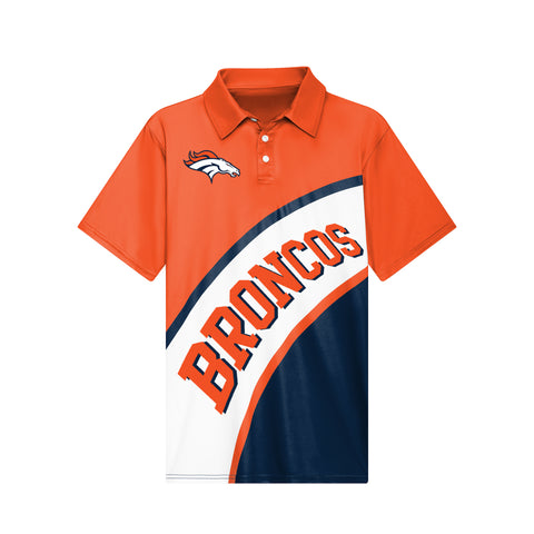 FOCO NFL Denver Broncos Exclusive Action Curved Polyester Polo - Mens Multi