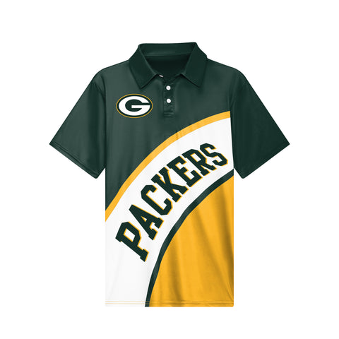 FOCO NFL Green Bay Packers Exclusive Action Curved Polyester Polo - Mens