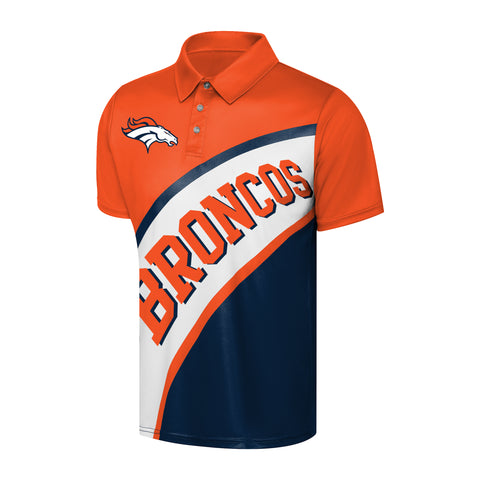 FOCO NFL Denver Broncos Exclusive Action Curved Polyester Polo - Mens Multi