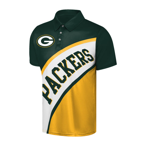 FOCO NFL Green Bay Packers Exclusive Action Curved Polyester Polo - Mens