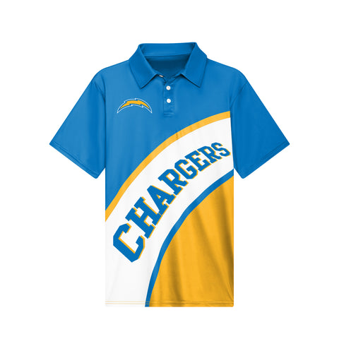 FOCO NFL Los Angeles Chargers Exclusive Action Curved Polyester Polo - Mens Multi
