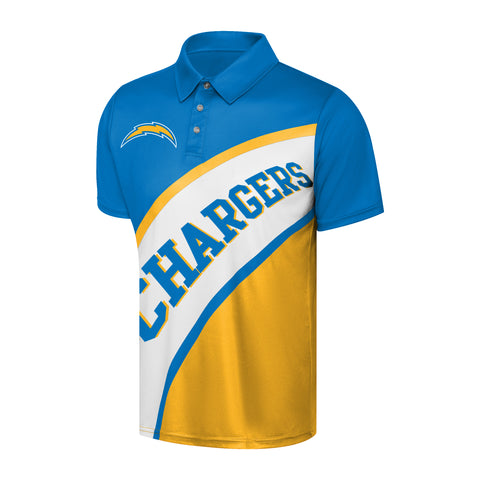 FOCO NFL Los Angeles Chargers Exclusive Action Curved Polyester Polo - Mens Multi