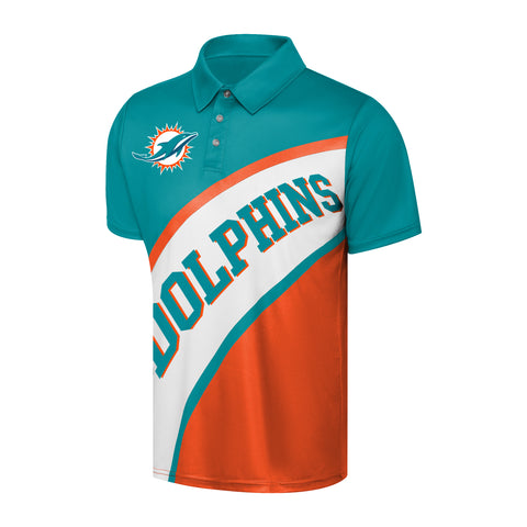 FOCO NFL Miami Dolphins Exclusive Action Curved Polyester Polo - Mens Multi