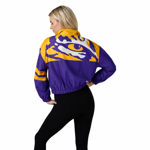 FOCO NCAA Women's College Team Winning Play, Half Zip, Windbreaker Jacket, LSU Tigers