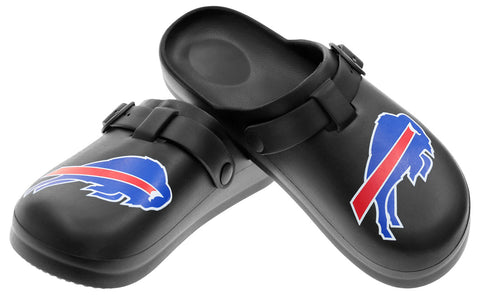 FOCO Open Back Buckle Clog – Comfortable Slip-On Sandals for NFL Fans, Buffalo Bills - Black