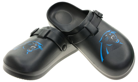 FOCO Open Back Buckle Clog – Comfortable Slip-On Sandals for NFL Fans, Carolina Panthers