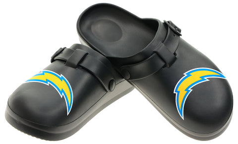 FOCO Open Back Buckle Clog – Comfortable Slip-On Sandals for NFL Fans, Los Angeles Chargers - Black