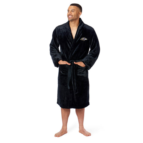 Northwest NFL Baltimore Ravens Adult Unisex Silk Touch Bathrobe, Black, Officially Licensed Loungewear, Soft Plush Polyester