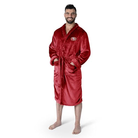 Northwest NFL San Francisco 49ers Adult Unisex Silk Touch Bathrobe, Red, Officially Licensed Loungewear, Soft Plush Polyester