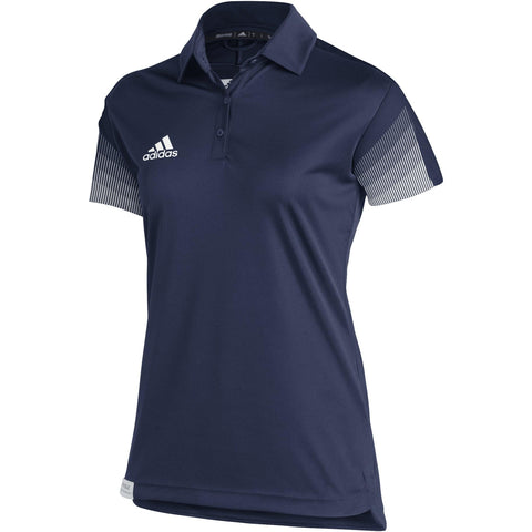 adidas Womens Sideline 21 Primeblue Polo Short Sleeve Shirt, Navy Blue/White