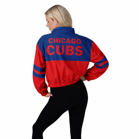 FOCO MLB Winning Play Pullover Women's Windbreaker, Lightweight Jacket, Chicago Cubs