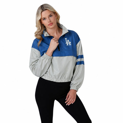 FOCO MLB Winning Play Pullover Women's Windbreaker, Lightweight Jacket, Los Angeles Dodgers