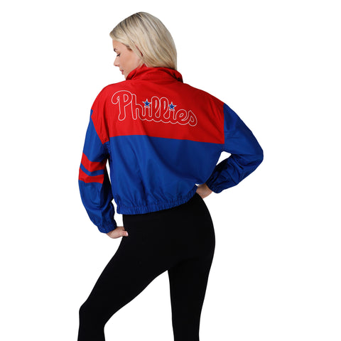 FOCO MLB Winning Play Pullover Women's Windbreaker, Lightweight Jacket, Philadelphia Phillies