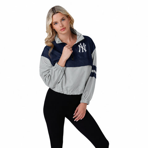 FOCO MLB Winning Play Pullover Women's Windbreaker, Lightweight Jacket, New York Yankees
