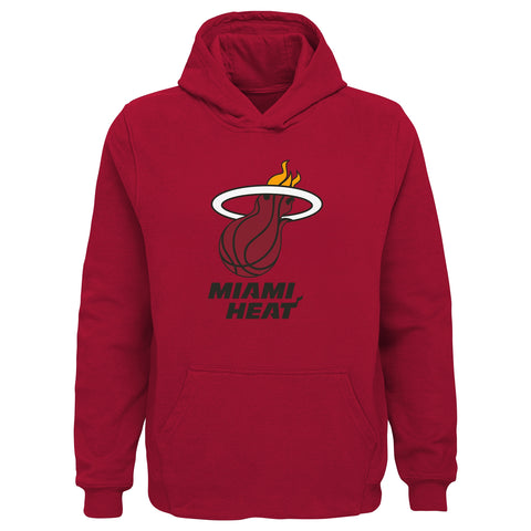 Outerstuff NBA Boys Youth Team Color Pullover Fleece Hoodie with Logo - Miami Heat