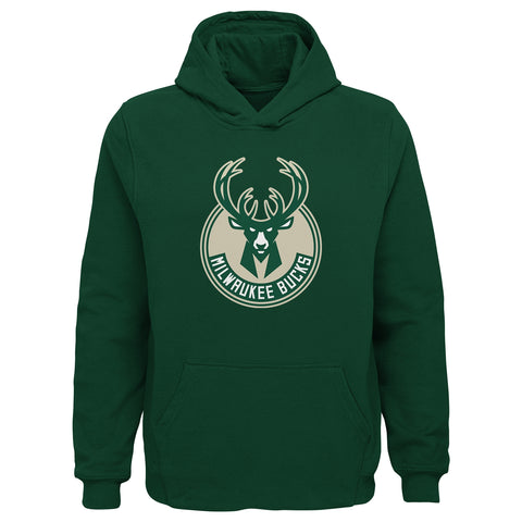 Outerstuff NBA Boys Youth Team Color Pullover Fleece Hoodie with Logo - Milwaukee Bucks