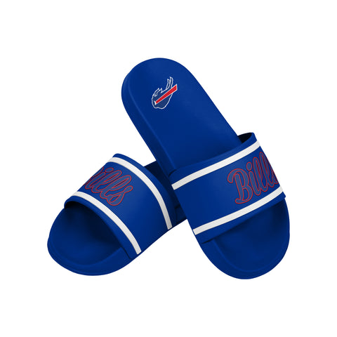 FOCO NFL Team Wordmark Molded Comfortable Women's Slide Sandals, Buffalo Bills