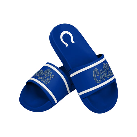FOCO NFL Team Wordmark Molded Comfortable Women's Slide Sandals, Indianapolis Colts