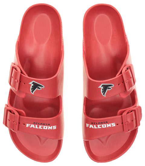 FOCO NFL Team Logo Double Buckle Comfortable Slip-On Women's Sandals, Atlanta Falcons
