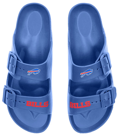 FOCO NFL Team Logo Double Buckle Comfortable Slip-On Women's Sandals, Buffalo Bills