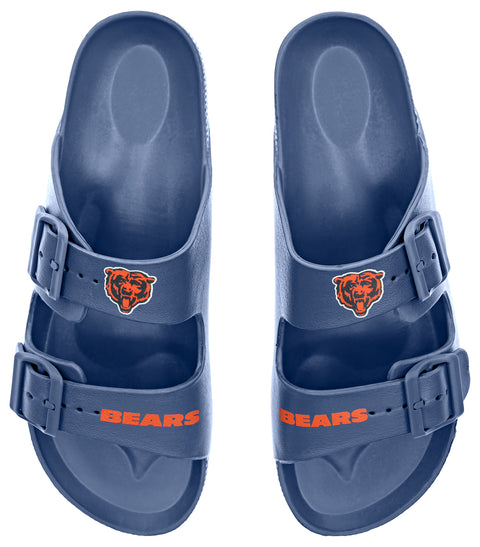 FOCO NFL Team Logo Double Buckle Comfortable Slip-On Women's Sandals, Chicago Bears