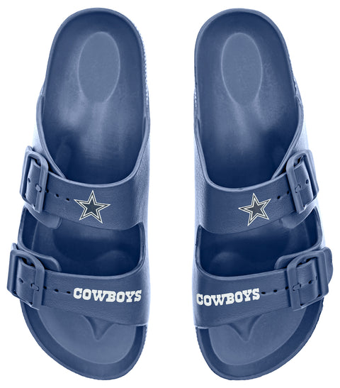 FOCO NFL Team Logo Double Buckle Comfortable Slip-On Women's Sandals, Dallas Cowboys