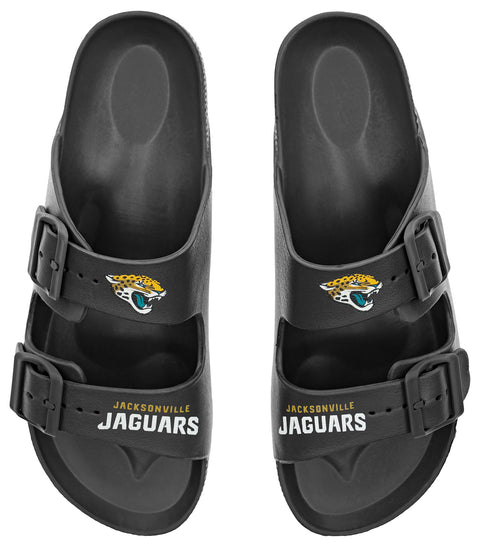 FOCO NFL Team Logo Double Buckle Comfortable Slip-On Women's Sandals, Jacksonville Jaguars
