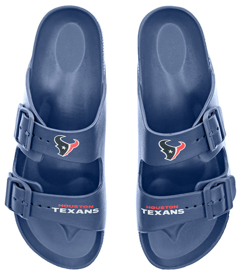 FOCO NFL Team Logo Double Buckle Comfortable Slip-On Women's Sandals, Houston Texans