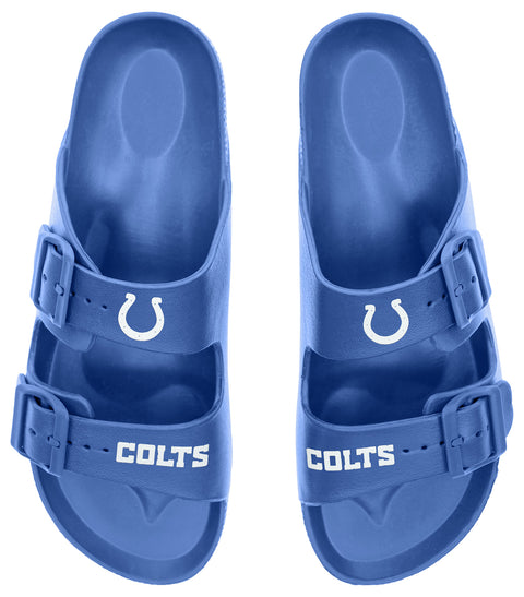 FOCO NFL Team Logo Double Buckle Comfortable Slip-On Women's Sandals, Indianapolis Colts