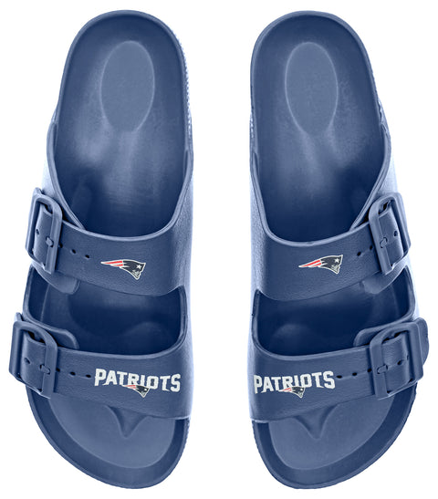 FOCO NFL Team Logo Double Buckle Comfortable Slip-On Women's Sandals, New England Patriots