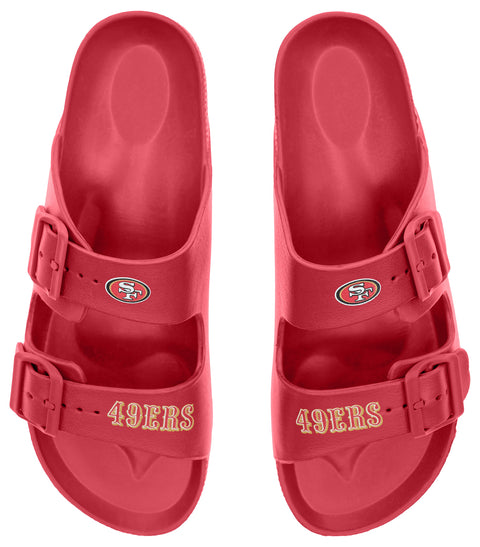 FOCO NFL Team Logo Double Buckle Comfortable Slip-On Women's Sandals, San Francisco 49ers
