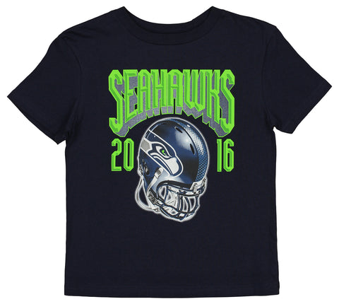 Outerstuff NFL Seattle Seahawks Boys Kids Short Sleeve Helmet Graphic T-Shirt, Navy