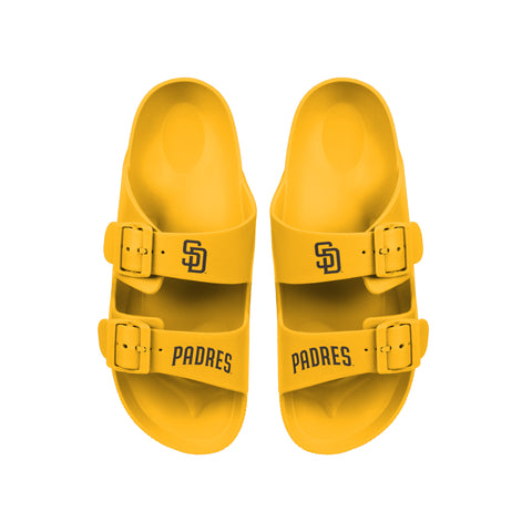 FOCO MLB Team Logo Double Buckle Comfortable Slip-On Women's Sandals, San Diego Padres