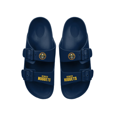 FOCO NBA Team Logo Double Buckle Comfortable Slip-On Women's Sandals, Denver Nuggets