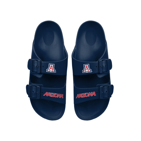 FOCO NCAA Team Logo Double Buckle Comfortable Slip-On Women's Sandals, Arizona Wildcats