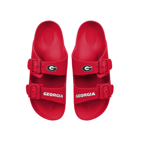 FOCO NCAA Team Logo Double Buckle Comfortable Slip-On Women's Sandals, Georgia Bulldogs
