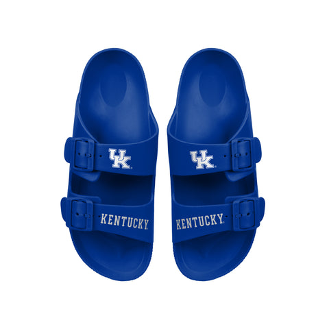 FOCO NCAA Team Logo Double Buckle Comfortable Slip-On Women's Sandals, Kentucky Wildcats