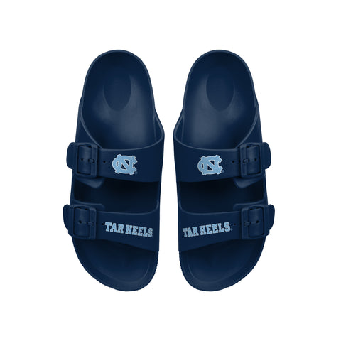 FOCO NCAA Team Logo Double Buckle Comfortable Slip-On Women's Sandals, North Carolina Tar Heels