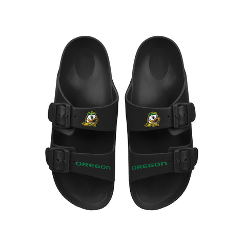 FOCO NCAA Team Logo Double Buckle Comfortable Slip-On Women's Sandals, Oregon Ducks