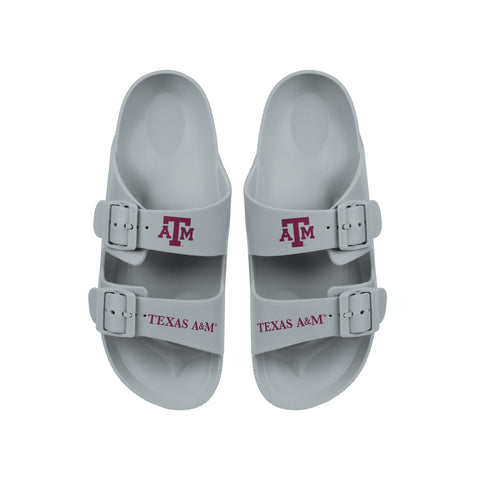 FOCO NCAA Team Logo Double Buckle Comfortable Slip-On Women's Sandals, Texas A&M Aggies