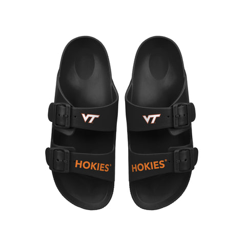 FOCO NCAA Team Logo Double Buckle Comfortable Slip-On Women's Sandals, Virginia Tech Hokies