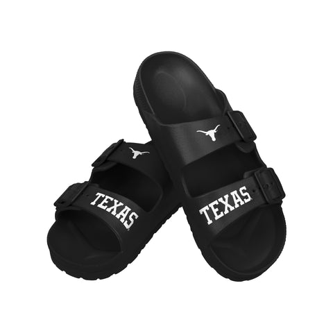 FOCO NCAA Team Logo Double Buckle Comfortable Slip-On Women's Sandals, Texas Longhorns
