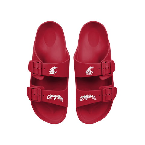 FOCO NCAA Team Logo Double Buckle Comfortable Slip-On Women's Sandals, Washington State Cougars
