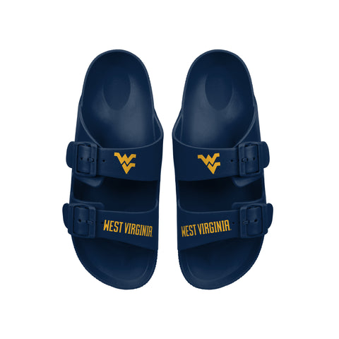 FOCO NCAA Team Logo Double Buckle Comfortable Slip-On Women's Sandals, West Virginia Mountaineers