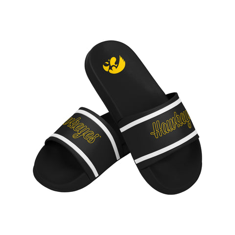 FOCO NCAA Team Wordmark Molded Comfortable Women's Slide Sandals, Iowa Hawkeyes