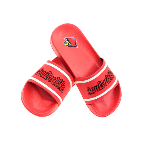 FOCO NCAA Team Wordmark Molded Comfortable Women's Slide Sandals, Louisville Cardinals