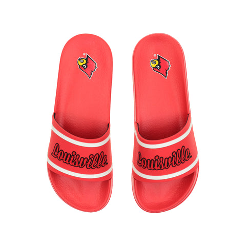 FOCO NCAA Team Wordmark Molded Comfortable Women's Slide Sandals, Louisville Cardinals