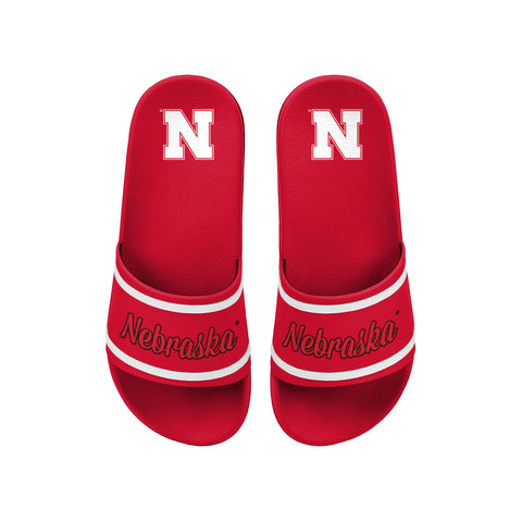 FOCO NCAA Team Wordmark Molded Comfortable Women's Slide Sandals, Nebraska Cornhuskers