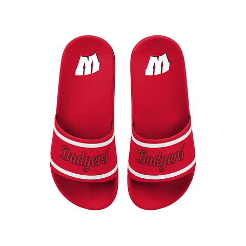 FOCO NCAA Team Wordmark Molded Comfortable Women's Slide Sandals, Wisconsin Badgers